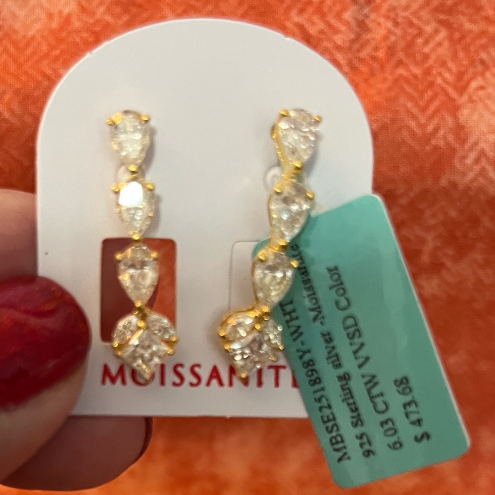 Dazzling Moissanite Tennis Choker w/ Heart Pendant, Earrings and Bracelet - Picture 5 of 7